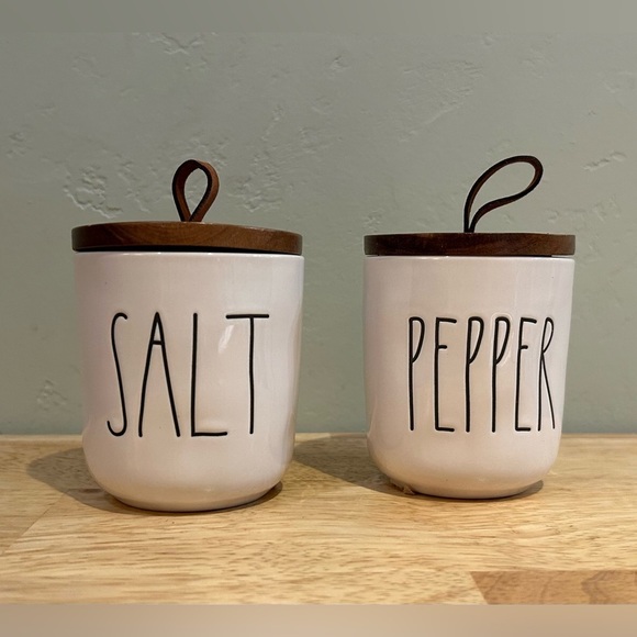 Rae Dunn Other - NWTS Rae Dunn Ceramic Salt & Pepper Jar Set With Bamboo Lid.